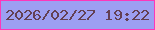 文字の大きさ：2、枠の色：fd37ba、背景の色：9d9ff2、文字の色：634054 無料ブログパーツのブログ時計