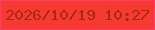 文字の大きさ：4、枠の色：fd3c67、背景の色：f63933、文字の色：a72c09 無料ブログパーツのブログ時計