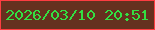 文字の大きさ：5、枠の色：fd3d41、背景の色：65311f、文字の色：33e042 無料ブログパーツのブログ時計