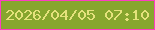 文字の大きさ：2、枠の色：fd3dc2、背景の色：87a62e、文字の色：e5e27c 無料ブログパーツのブログ時計