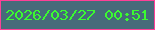 文字の大きさ：3、枠の色：fd4097、背景の色：466b7a、文字の色：3bfb30 無料ブログパーツのブログ時計