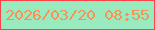 文字の大きさ：2、枠の色：fd4248、背景の色：99eabe、文字の色：fa9054 無料ブログパーツのブログ時計