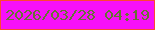 文字の大きさ：2、枠の色：fd4632、背景の色：f710f9、文字の色：677335 無料ブログパーツのブログ時計