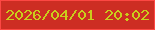 文字の大きさ：5、枠の色：fd4743、背景の色：cd2d23、文字の色：cacc1c 無料ブログパーツのブログ時計