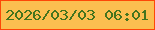 文字の大きさ：1、枠の色：fd4807、背景の色：fbbf50、文字の色：44741e 無料ブログパーツのブログ時計