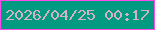 文字の大きさ：4、枠の色：fd49ea、背景の色：029a81、文字の色：d4b1c3 無料ブログパーツのブログ時計