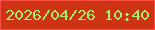 文字の大きさ：2、枠の色：fd4e45、背景の色：cc3414、文字の色：a7ee6f 無料ブログパーツのブログ時計