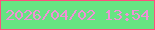 文字の大きさ：4、枠の色：fd507e、背景の色：67e482、文字の色：f091d7 無料ブログパーツのブログ時計