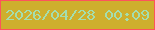 文字の大きさ：2、枠の色：fd545b、背景の色：ceaf2d、文字の色：a4deae 無料ブログパーツのブログ時計