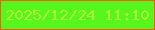 文字の大きさ：1、枠の色：fd5c0f、背景の色：57f61d、文字の色：aef534 無料ブログパーツのブログ時計