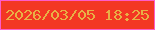 文字の大きさ：5、枠の色：fd5cc8、背景の色：f33723、文字の色：e8b046 無料ブログパーツのブログ時計
