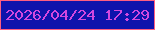 文字の大きさ：5、枠の色：fd5e81、背景の色：0f13ac、文字の色：d348df 無料ブログパーツのブログ時計