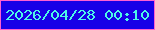 文字の大きさ：4、枠の色：fd60d1、背景の色：1700e7、文字の色：4df7e7 無料ブログパーツのブログ時計
