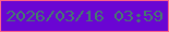 文字の大きさ：3、枠の色：fd628a、背景の色：6a05d3、文字の色：457b6e 無料ブログパーツのブログ時計