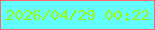 文字の大きさ：3、枠の色：fd6772、背景の色：62fbfe、文字の色：9ff713 無料ブログパーツのブログ時計