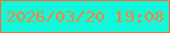 文字の大きさ：5、枠の色：fd6938、背景の色：0ef9db、文字の色：fc8534 無料ブログパーツのブログ時計