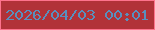 文字の大きさ：1、枠の色：fd738c、背景の色：b13238、文字の色：598fbd 無料ブログパーツのブログ時計