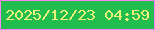 文字の大きさ：1、枠の色：fd84f8、背景の色：21bd4e、文字の色：edf079 無料ブログパーツのブログ時計