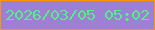 文字の大きさ：1、枠の色：fd9406、背景の色：9f7ed6、文字の色：53f185 無料ブログパーツのブログ時計
