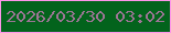 文字の大きさ：1、枠の色：fd95e9、背景の色：03631c、文字の色：9c7595 無料ブログパーツのブログ時計