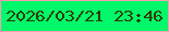 文字の大きさ：1、枠の色：fd9ab1、背景の色：00f96a、文字の色：2e3c05 無料ブログパーツのブログ時計