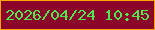 文字の大きさ：2、枠の色：fda500、背景の色：8b052b、文字の色：53e652 無料ブログパーツのブログ時計
