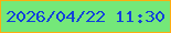 文字の大きさ：3、枠の色：fdac10、背景の色：74e879、文字の色：1242db 無料ブログパーツのブログ時計