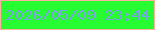 文字の大きさ：2、枠の色：fdafa0、背景の色：27fb32、文字の色：79a2e2 無料ブログパーツのブログ時計