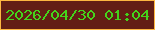 文字の大きさ：2、枠の色：fdb741、背景の色：631e15、文字の色：44d31b 無料ブログパーツのブログ時計