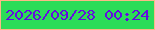 文字の大きさ：4、枠の色：fdb887、背景の色：2cdc58、文字の色：640be0 無料ブログパーツのブログ時計