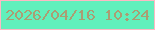 文字の大きさ：5、枠の色：fdb9c3、背景の色：61f0bc、文字の色：ab9d73 無料ブログパーツのブログ時計