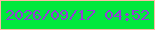 文字の大きさ：5、枠の色：fdbaa4、背景の色：02e83d、文字の色：933dd7 無料ブログパーツのブログ時計