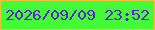 文字の大きさ：3、枠の色：fdbd3f、背景の色：44fb38、文字の色：661ed3 無料ブログパーツのブログ時計