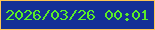 文字の大きさ：4、枠の色：fdc555、背景の色：143096、文字の色：59ed28 無料ブログパーツのブログ時計