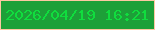 文字の大きさ：4、枠の色：fdc8a2、背景の色：1da038、文字の色：10dd3e 無料ブログパーツのブログ時計