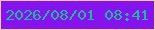 文字の大きさ：1、枠の色：fdc998、背景の色：8513ee、文字の色：25b69f 無料ブログパーツのブログ時計
