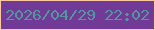 文字の大きさ：5、枠の色：fdc9a0、背景の色：713a96、文字の色：55959e 無料ブログパーツのブログ時計
