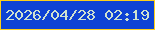文字の大きさ：3、枠の色：fdd019、背景の色：0e43d4、文字の色：cfe2cf 無料ブログパーツのブログ時計