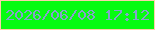 文字の大きさ：5、枠の色：fdd0aa、背景の色：07fb11、文字の色：85a1cc 無料ブログパーツのブログ時計