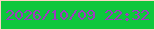文字の大きさ：2、枠の色：fdd5c4、背景の色：0ec73c、文字の色：9e3abf 無料ブログパーツのブログ時計