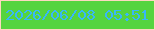 文字の大きさ：5、枠の色：fdd8c0、背景の色：55d43f、文字の色：38b7f9 無料ブログパーツのブログ時計