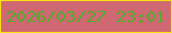 文字の大きさ：5、枠の色：fddf12、背景の色：cf6872、文字の色：54ab2c 無料ブログパーツのブログ時計