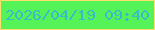 文字の大きさ：3、枠の色：fde06d、背景の色：55f357、文字の色：37bcc8 無料ブログパーツのブログ時計