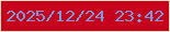 文字の大きさ：5、枠の色：fde0bd、背景の色：c5011c、文字の色：7e99db 無料ブログパーツのブログ時計