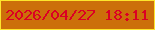 文字の大きさ：5、枠の色：fde52d、背景の色：cc6f0a、文字の色：db0024 無料ブログパーツのブログ時計