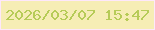 文字の大きさ：3、枠の色：fde7fb、背景の色：f6edb5、文字の色：b6cb57 無料ブログパーツのブログ時計