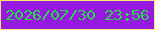 文字の大きさ：3、枠の色：fde870、背景の色：9519de、文字の色：28d94a 無料ブログパーツのブログ時計