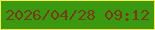 文字の大きさ：5、枠の色：fdea58、背景の色：3a9a0f、文字の色：783b14 無料ブログパーツのブログ時計