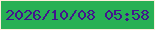 文字の大きさ：3、枠の色：fdeedd、背景の色：27b054、文字の色：43138d 無料ブログパーツのブログ時計