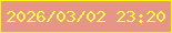 文字の大きさ：2、枠の色：fdf414、背景の色：e69687、文字の色：fafa48 無料ブログパーツのブログ時計